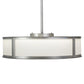 Meyda Lighting Maplewood 37" LED Nickel Chandelier With Eggshell Textrene & Faux Maplewood Shade and Fan