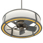 Meyda Lighting Maplewood 37" LED Nickel Chandelier With Eggshell Textrene & Faux Maplewood Shade and Fan