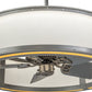 Meyda Lighting Maplewood 37" LED Nickel Chandelier With Eggshell Textrene & Faux Maplewood Shade and Fan