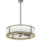 Meyda Lighting Maplewood 37" LED Nickel Chandelier With Eggshell Textrene & Faux Maplewood Shade and Fan