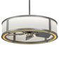 Meyda Lighting Maplewood 37" LED Nickel Chandelier With Eggshell Textrene & Faux Maplewood Shade and Fan