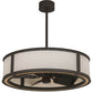 Meyda Lighting Maplewood 37" LED Strip Oil Rubbed Bronze Smythe Craftsman Chandelier With Beige Natural Textrene Shade and Fan