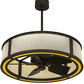 Meyda Lighting Maplewood 37" LED Strip Oil Rubbed Bronze Smythe Craftsman Chandelier With Beige Natural Textrene Shade and Fan