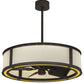 Meyda Lighting Maplewood 37" LED Strip Oil Rubbed Bronze Smythe Craftsman Chandelier With Beige Natural Textrene Shade and Fan