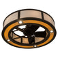 Meyda Lighting Maplewood 45" 12-Light Timeless Bronze Chandelier Ceiling Fixture Hardware With Beige Textrene & Maplewood Faux Shade and Fan