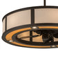 Meyda Lighting Maplewood 45" 12-Light Timeless Bronze Chandelier Ceiling Fixture Hardware With Beige Textrene & Maplewood Faux Shade and Fan