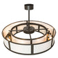 Meyda Lighting Maplewood 45" 12-Light Timeless Bronze Smythe Craftsman Pendant Light With Beige Linen & Amber Shade Glass
