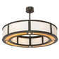 Meyda Lighting Maplewood 45" 12-Light Timeless Bronze Smythe Craftsman Pendant Light With Beige Linen & Amber Shade Glass