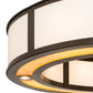 Meyda Lighting Maplewood 45" 12-Light Timeless Bronze Smythe Craftsman Pendant Light With Beige Linen & Amber Shade Glass