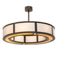 Meyda Lighting Maplewood 45" 12-Light Timeless Bronze Smythe Craftsman Pendant Light With Beige Linen & Amber Shade Glass