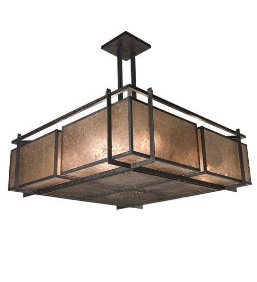 Meyda Lighting Marduk 46" 8-Light Euro Cafe Pendant Light With Silver Mica Shade Glass