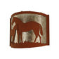 Meyda Lighting Mare & Foal 12" Rust Wall Sconce With Silver Mica Shade Glass