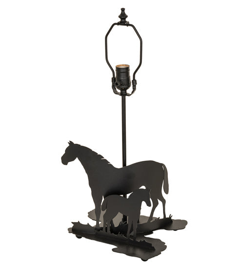 Meyda Lighting Mare & Foal 14" 2-Light Textured Black Table Lamp Base