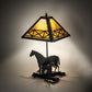 Meyda Lighting Mare & Foal 22" 2-Light Textured Black Table Lamp With Honey Amber Shade Glass