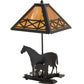 Meyda Lighting Mare & Foal 22" 2-Light Textured Black Table Lamp With Honey Amber Shade Glass