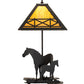 Meyda Lighting Mare & Foal 22" 2-Light Textured Black Table Lamp With Honey Amber Shade Glass