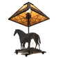 Meyda Lighting Mare & Foal 22" 2-Light Textured Black Table Lamp With Honey Amber Shade Glass