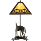 Meyda Lighting Mare & Foal 22" 2-Light Textured Black Table Lamp With Honey Amber Shade Glass