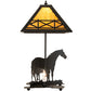 Meyda Lighting Mare & Foal 22" 2-Light Textured Black Table Lamp With Honey Amber Shade Glass