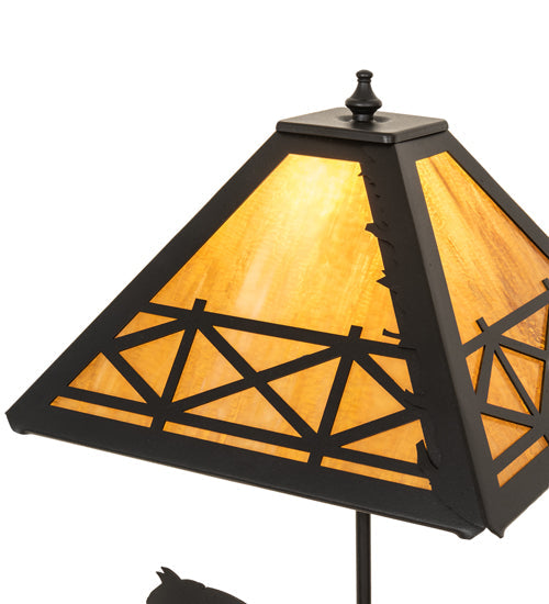 Meyda Lighting Mare & Foal 22" 2-Light Textured Black Table Lamp With Honey Amber Shade Glass
