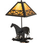Meyda Lighting Mare & Foal 22" 2-Light Textured Black Table Lamp With Honey Amber Shade Glass