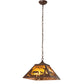Meyda Lighting Mare & Foal at Dawn 16"Sq 2-Light Cafe Noir Pendant Light With Amber Mica Shade Glass