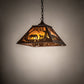 Meyda Lighting Mare & Foal at Dawn 16"Sq 2-Light Cafe Noir Pendant Light With Amber Mica Shade Glass