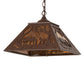 Meyda Lighting Mare & Foal at Dawn 16"Sq 2-Light Cafe Noir Pendant Light With Amber Mica Shade Glass