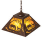Meyda Lighting Mare & Foal at Dawn 16"Sq 2-Light Cafe Noir Pendant Light With Amber Mica Shade Glass