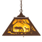 Meyda Lighting Mare & Foal at Dawn 16"Sq 2-Light Cafe Noir Pendant Light With Amber Mica Shade Glass