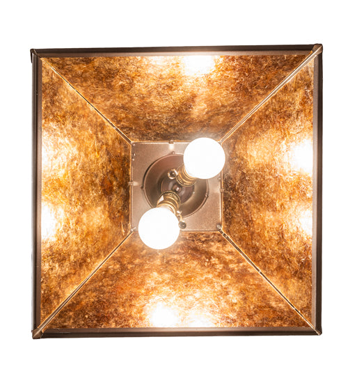 Meyda Lighting Mare & Foal at Dawn 16"Sq 2-Light Cafe Noir Pendant Light With Amber Mica Shade Glass