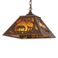 Meyda Lighting Mare & Foal at Dawn 16"Sq 2-Light Cafe Noir Pendant Light With Amber Mica Shade Glass