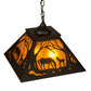 Meyda Lighting Mare & Foal at Dawn 16"Sq Oil Rubbed Bronze Pendant Light With Amber Mica Shade Glass