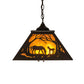 Meyda Lighting Mare & Foal at Dawn 16"Sq Oil Rubbed Bronze Pendant Light With Amber Mica Shade Glass