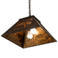 Meyda Lighting Mare & Foal at Dawn 16"Sq Oil Rubbed Bronze Pendant Light With Amber Mica Shade Glass