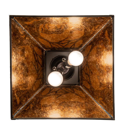 Meyda Lighting Mare & Foal at Dawn 16"Sq Oil Rubbed Bronze Pendant Light With Amber Mica Shade Glass