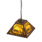 Meyda Lighting Mare & Foal at Dawn 22" 2-Light Cafe Noir Pendant Light With Honey Amber Shade Glass