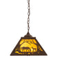 Meyda Lighting Mare & Foal at Dawn 22" 2-Light Cafe Noir Pendant Light With Honey Amber Shade Glass