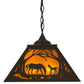Meyda Lighting Mare & Foal at Dawn 23" 2-Light Timeless Bronze Pendant Light With Amber Mica Shade Glass