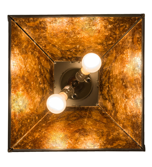 Meyda Lighting Mare & Foal at Dawn 23" 2-Light Timeless Bronze Pendant Light With Amber Mica Shade Glass