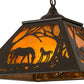 Meyda Lighting Mare & Foal at Dawn 23" 2-Light Timeless Bronze Pendant Light With Amber Mica Shade Glass