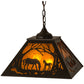 Meyda Lighting Mare & Foal at Dawn 23" 2-Light Timeless Bronze Pendant Light With Amber Mica Shade Glass