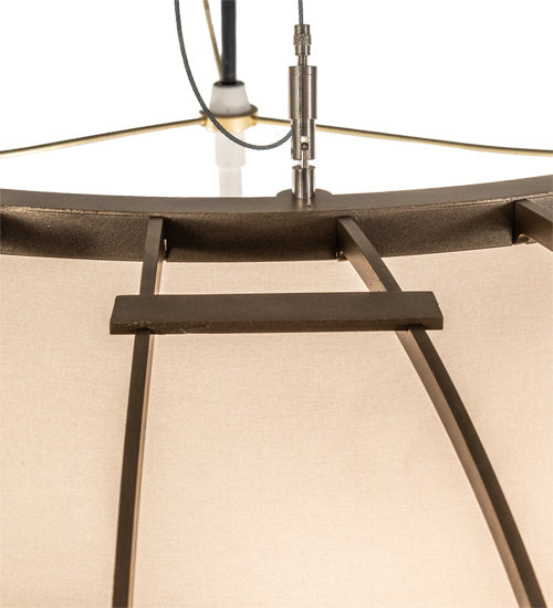 Meyda Lighting Margo 48" 3-Light Tyler Bronze Pendant Light With Gold Organza Textrene & Statuario Idalight Shade