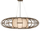 Meyda Lighting Margo 48" 3-Light Tyler Bronze Pendant Light With Gold Organza Textrene & Statuario Idalight Shade