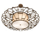 Meyda Lighting Margo 48" 3-Light Tyler Bronze Pendant Light With Gold Organza Textrene & Statuario Idalight Shade