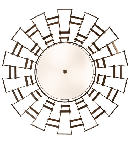 Meyda Lighting Margo 48" 3-Light Tyler Bronze Pendant Light With Gold Organza Textrene & Statuario Idalight Shade