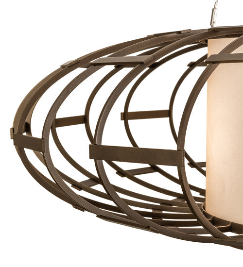Meyda Lighting Margo 48" 3-Light Tyler Bronze Pendant Light With Gold Organza Textrene & Statuario Idalight Shade