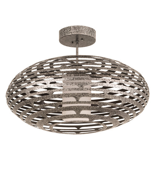 Meyda Lighting Margo Acura 30" LED Silver Leaf On Copper Vein Pendant Light With White Statuario Idalight & Silver Shade