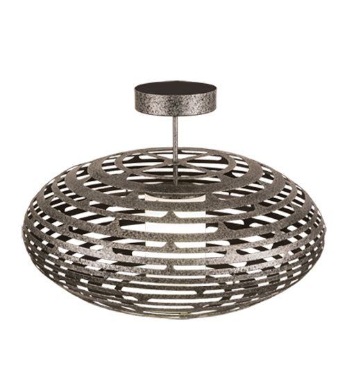 Meyda Lighting Margo Acura 30" LED Silver Leaf On Copper Vein Pendant Light With White Statuario Idalight & Silver Shade