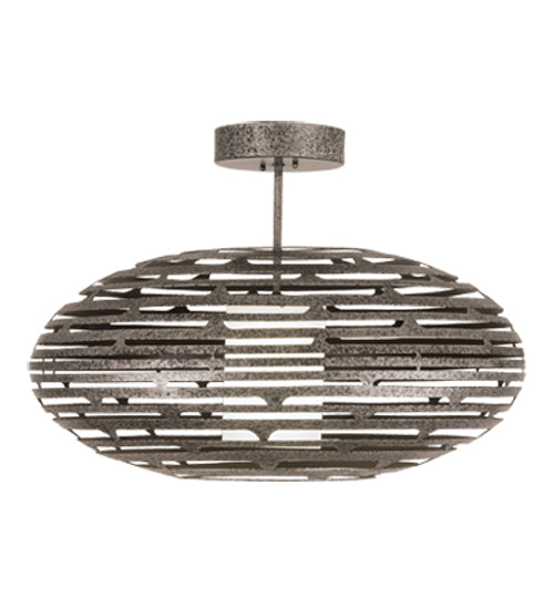 Meyda Lighting Margo Acura 30" LED Silver Leaf On Copper Vein Pendant Light With White Statuario Idalight & Silver Shade